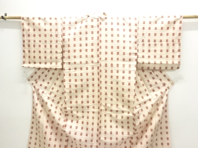  アンティーク　枡模様銘仙着物